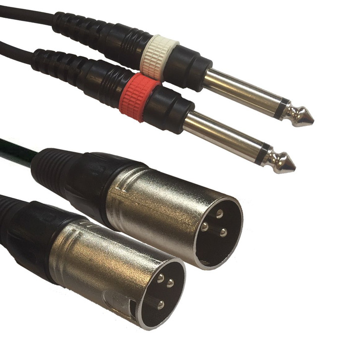 2x XLR male to 2x 6,3 Jack - 3m