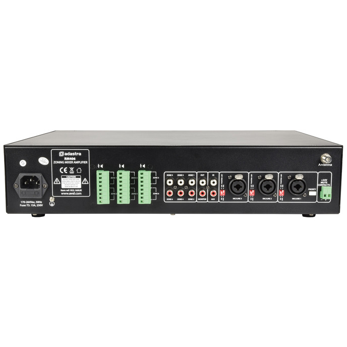 Adastra RM406 100V Mixer Amplifier + USB/SD/FM/Bluetooth 6 x 40W