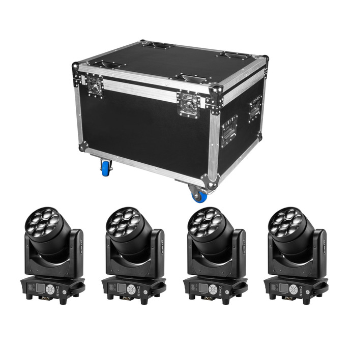 Flash Wash BE LED 740 Mini x 4 inc. Flight Case